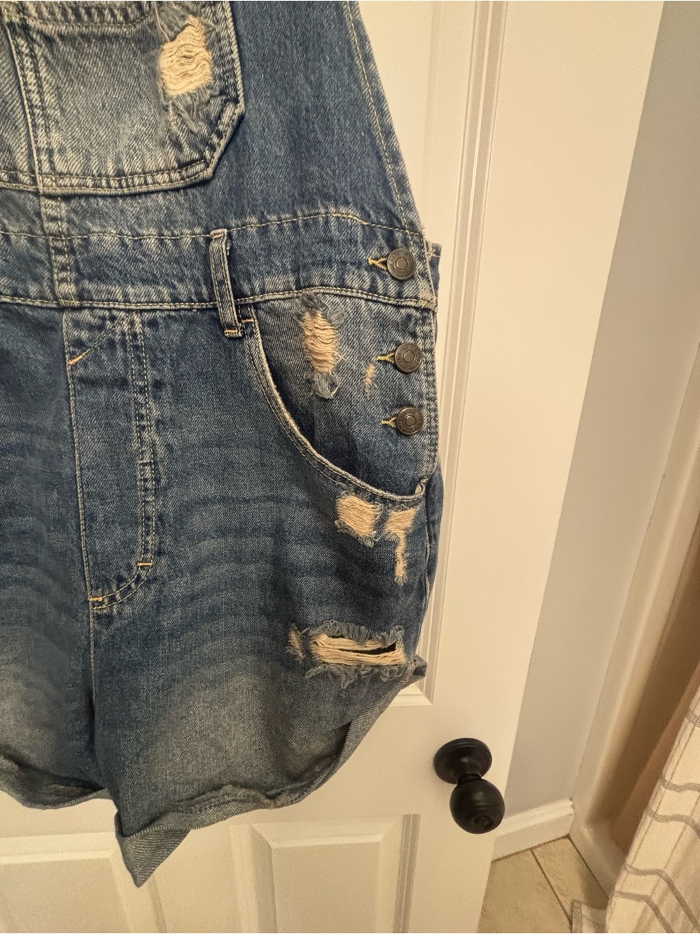 We The Free/Free People Light Blue Denim Shortalls - Picture 2 of 7